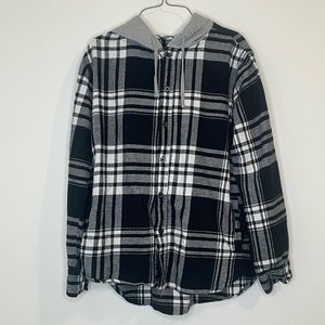 Men’s Long Sleeve Hooded Button Up